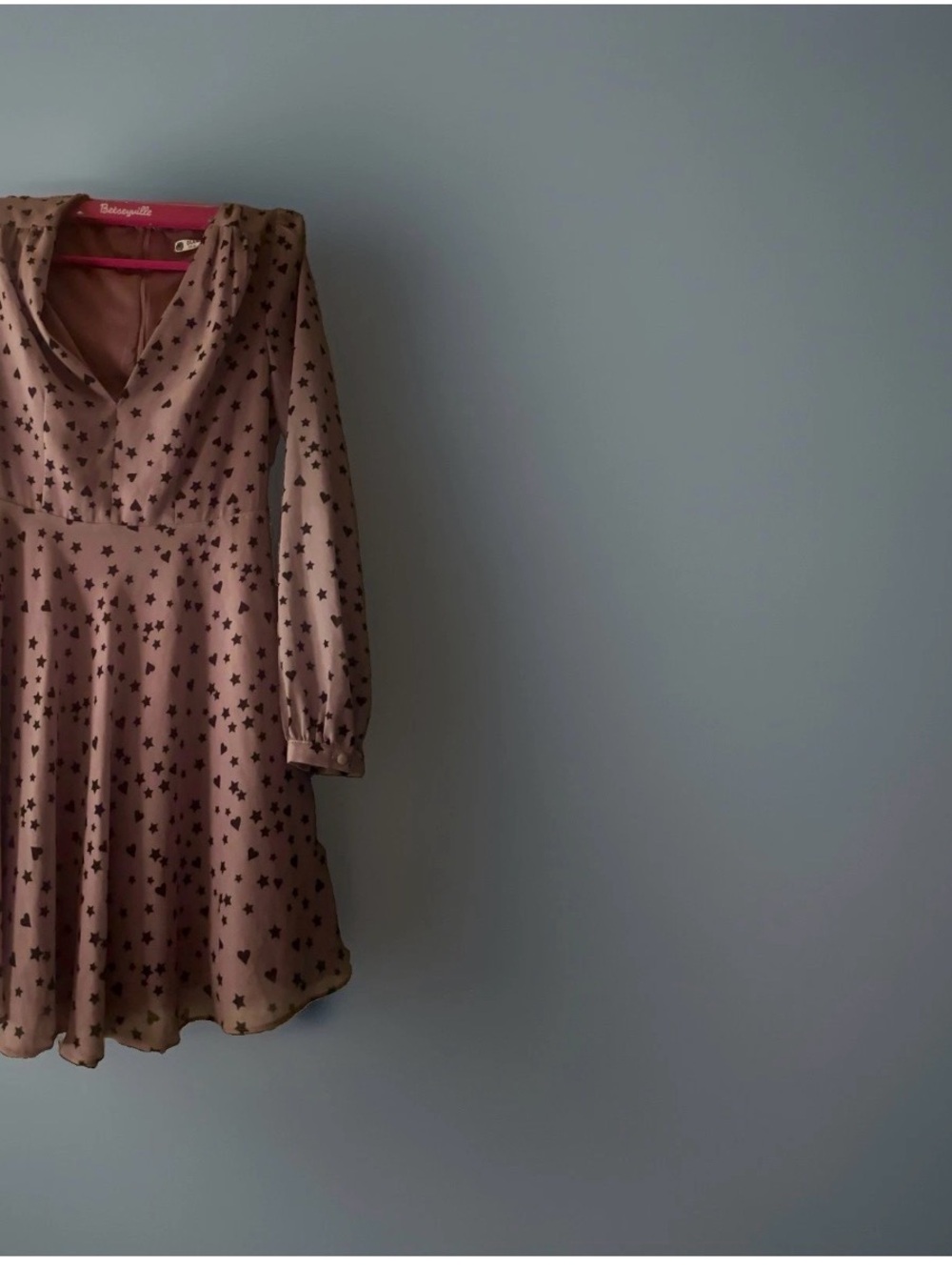 Glamorous Mauve Star-Print Long Sleeve A-Line Dress